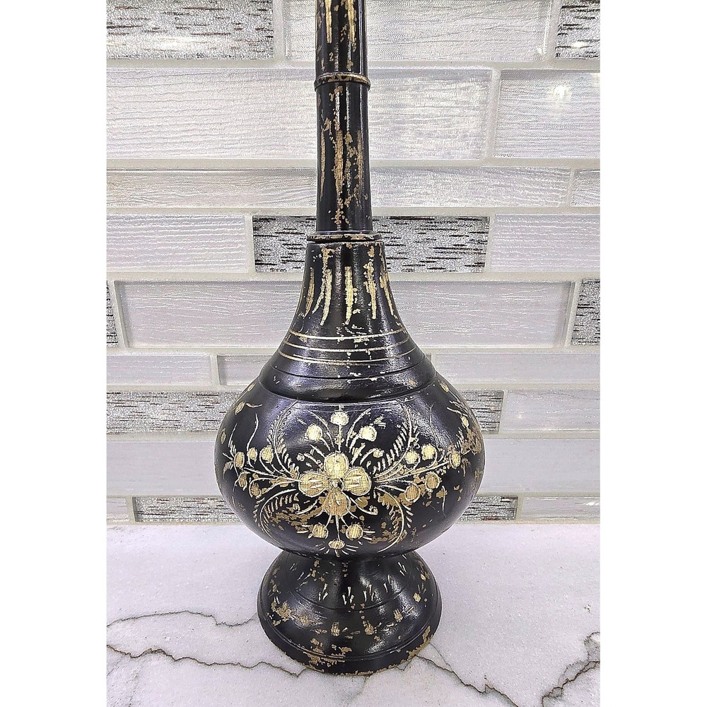 Black and Gold Brass 13 Inches Tall Rose Water Sprinkler/Gulabdan - Picture 2 of 11
